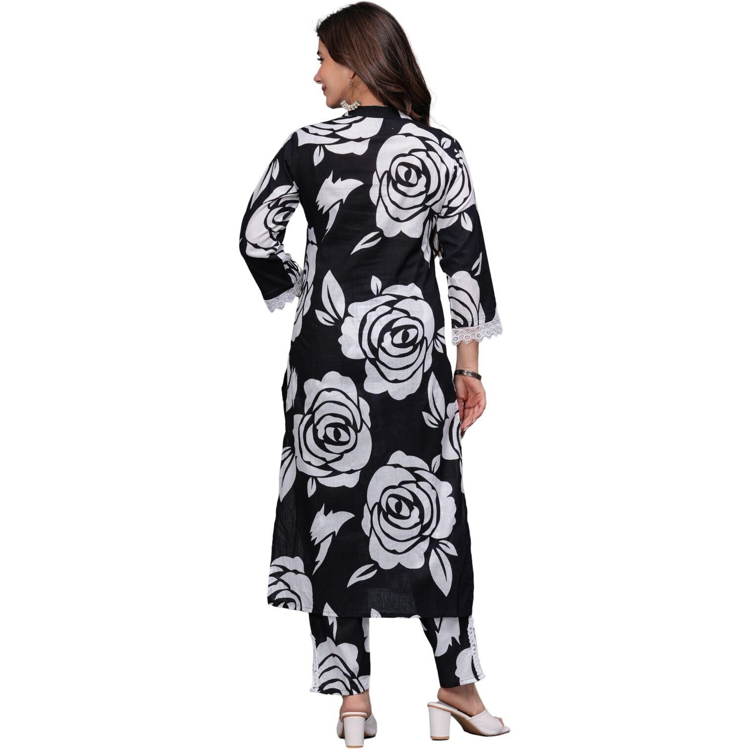 Rytras Women's Pure Cotton Printed Straight Kurta Set With Palazzo Pants - Ethnic Wear