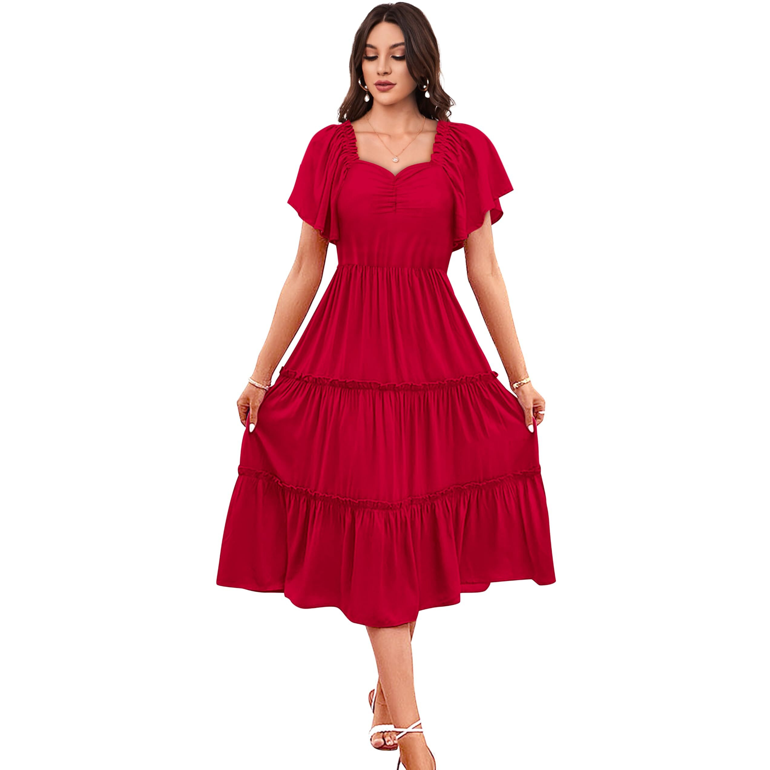 Toochki Dress For Women | Dresses For Women | Fit & Flare Dress | Red Dress For Women | Anarkali Dress For Women | Rayon Dresses | One Piece Dress For Women