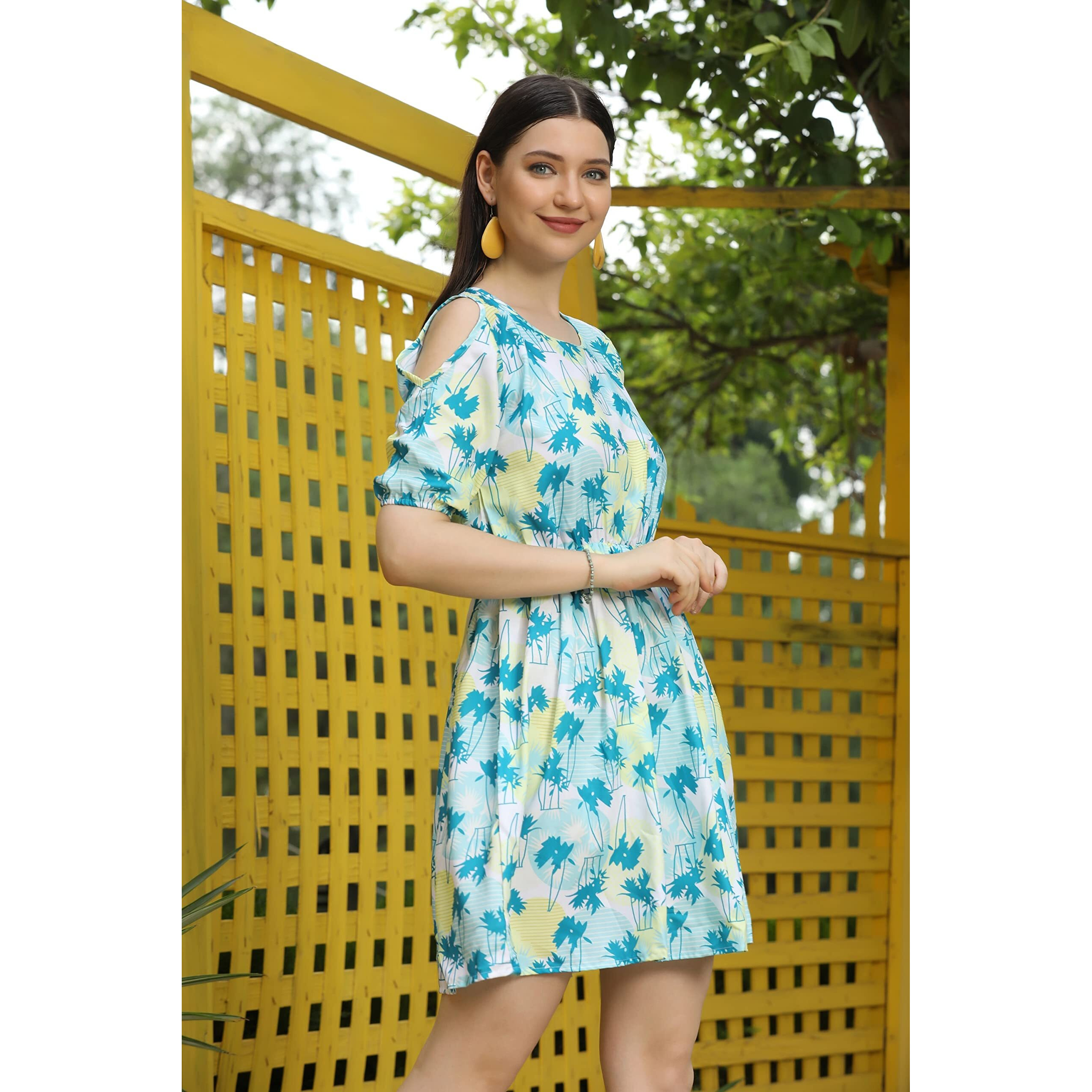 Leriya Fashion One Piece Dress For Women| Midi Dress For Women| Birthday Dress For Women (Large, Green)