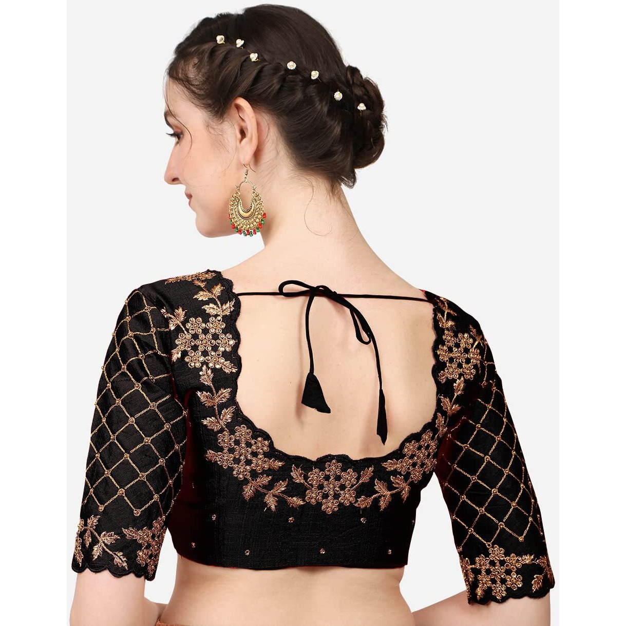 Vihu Fashion Women's Embroidery Handwork, Rough Cut Work Stone Work Readymade Blouse