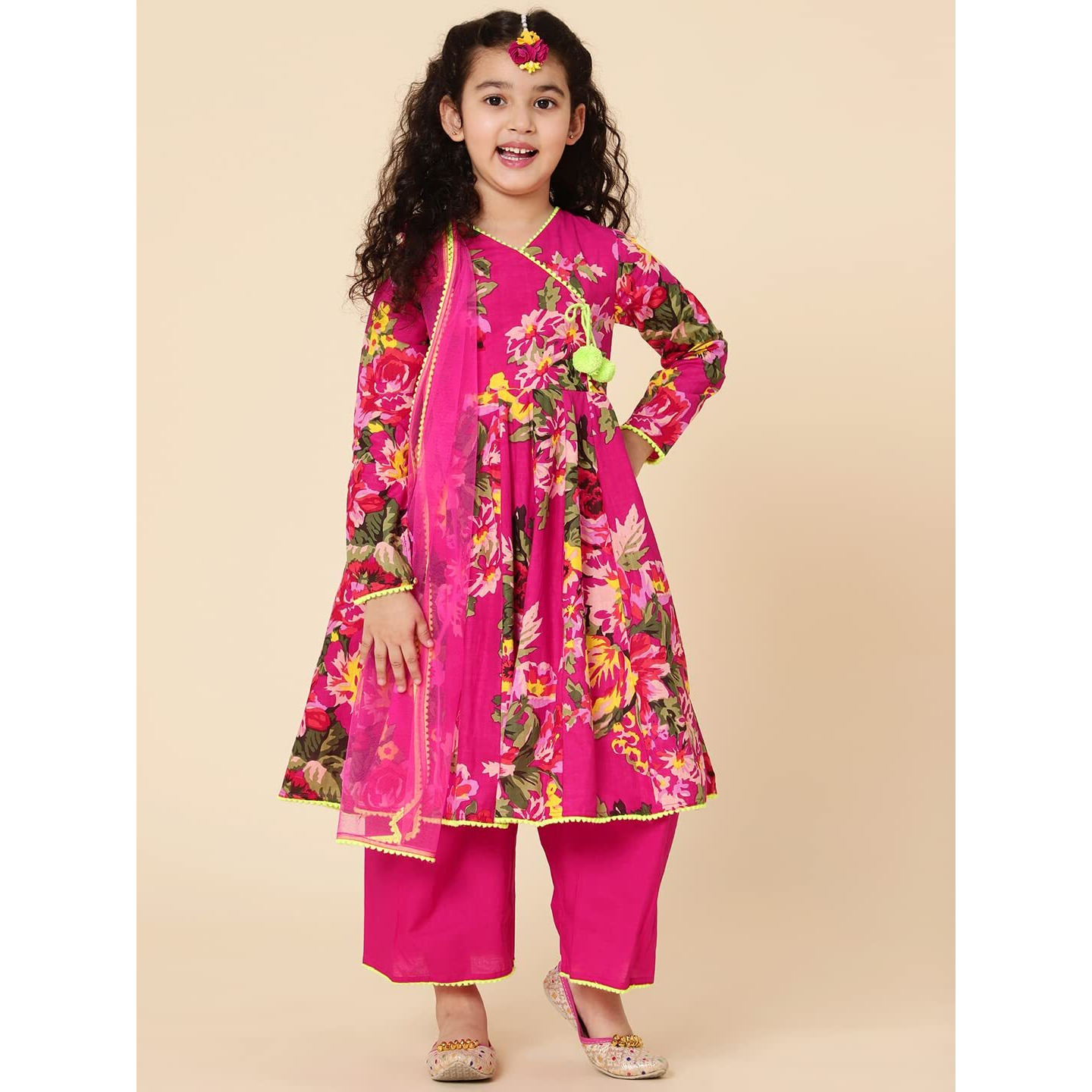 A.T.U.N. (All Things Uber Nice) A.T.U.N. Girls Floral Printed Anarkali Palazzo Set