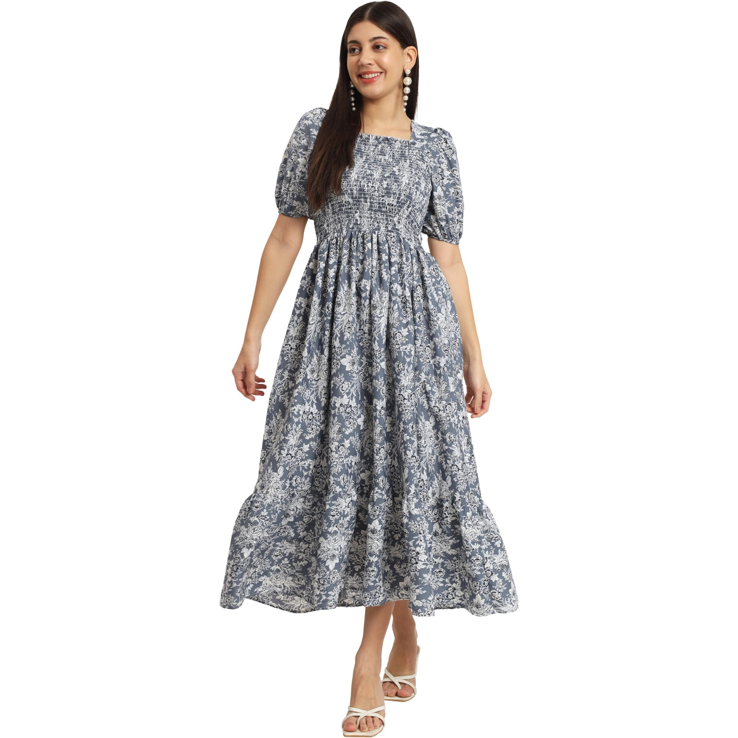 Kzully | Smocked A-Line Midi Dress - Elevate Your Style With Supreme Comfort