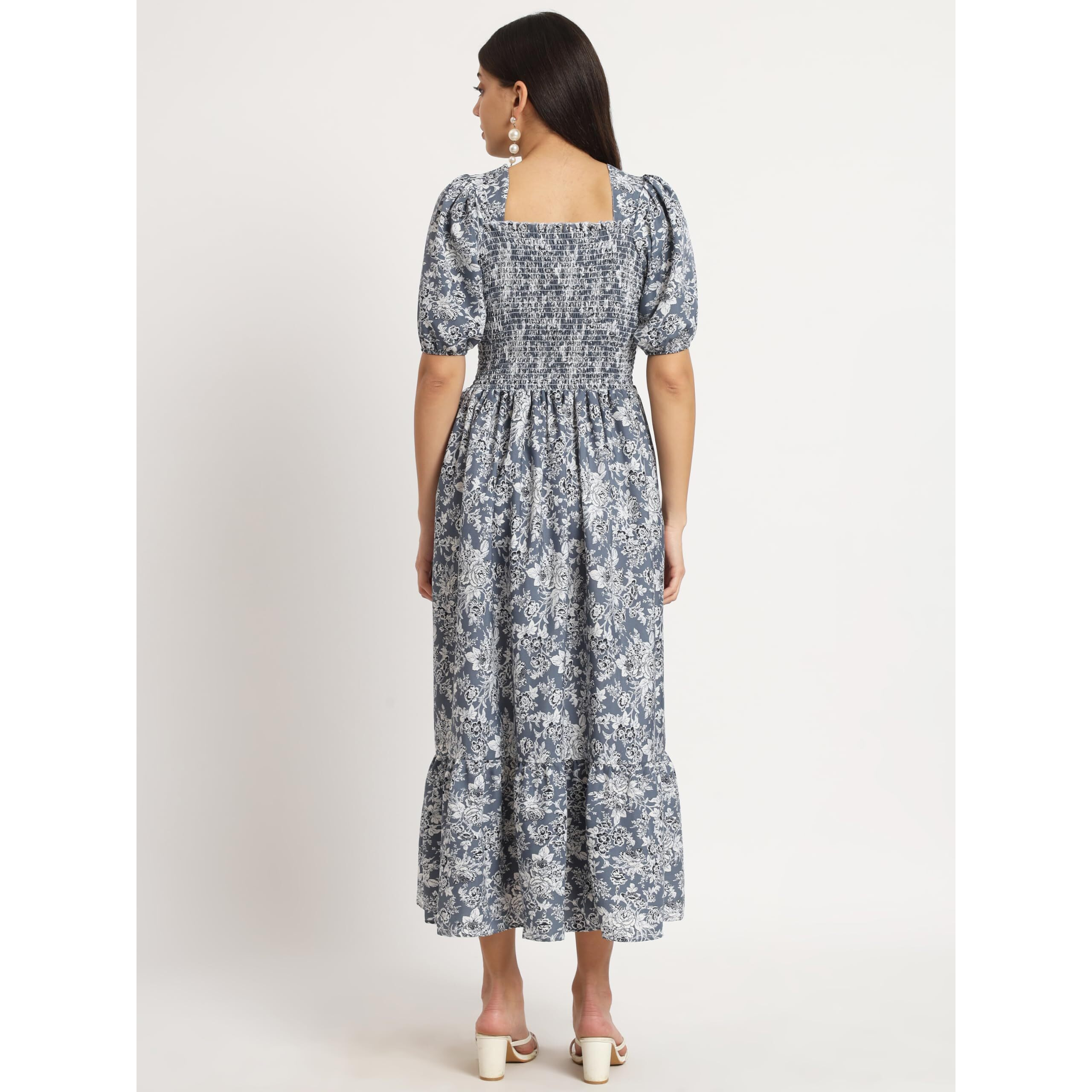 Kzully | Smocked A-Line Midi Dress - Elevate Your Style With Supreme Comfort