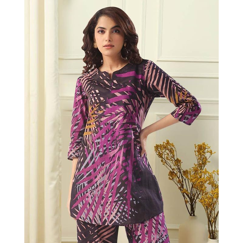 I Enterprise Women's Cotton Tunic Knee-Length Dress (Y1_Inco-045_Multicolor8