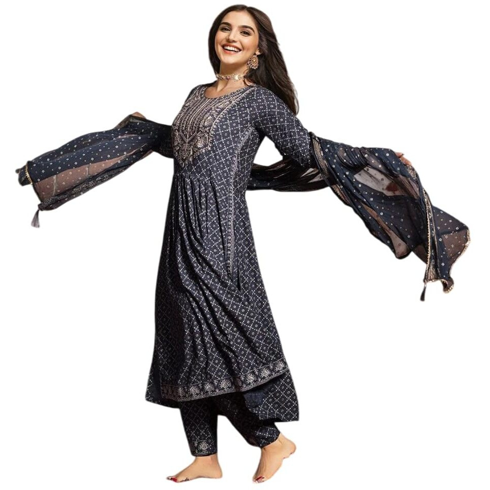 Ishin Women Ethnic Motifs Printed Kurta & Trousers With Dupatta