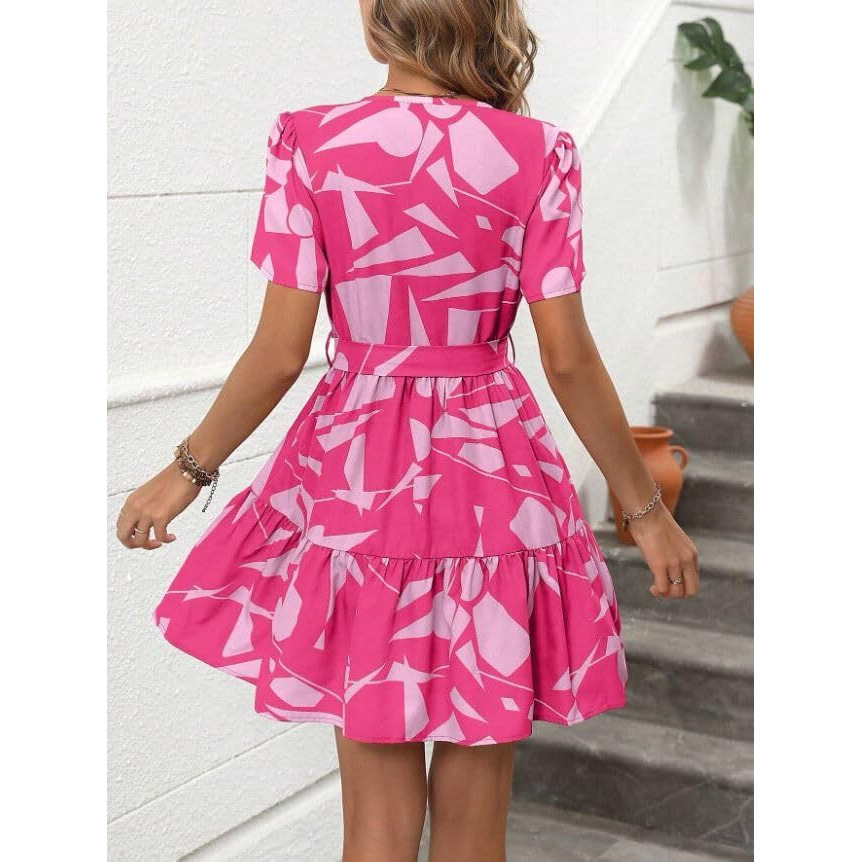 Leriya Fashion Viscose Rayon Western Above The Knee Women Party Dress (Lf-Wd1264_Pink