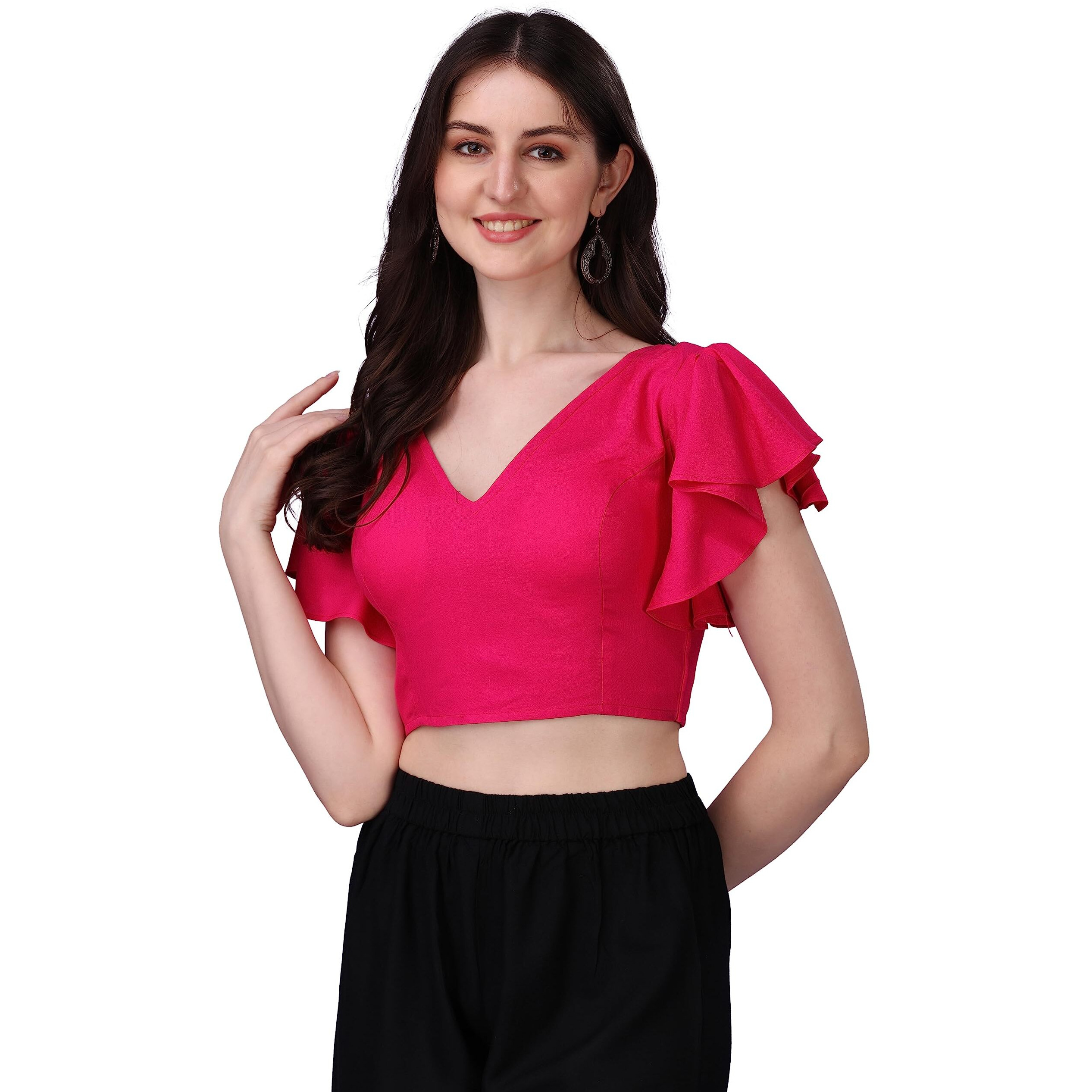 Oomph Cotton Readymade Blouse For Women, Pink, V-Neck, Rbbl364M