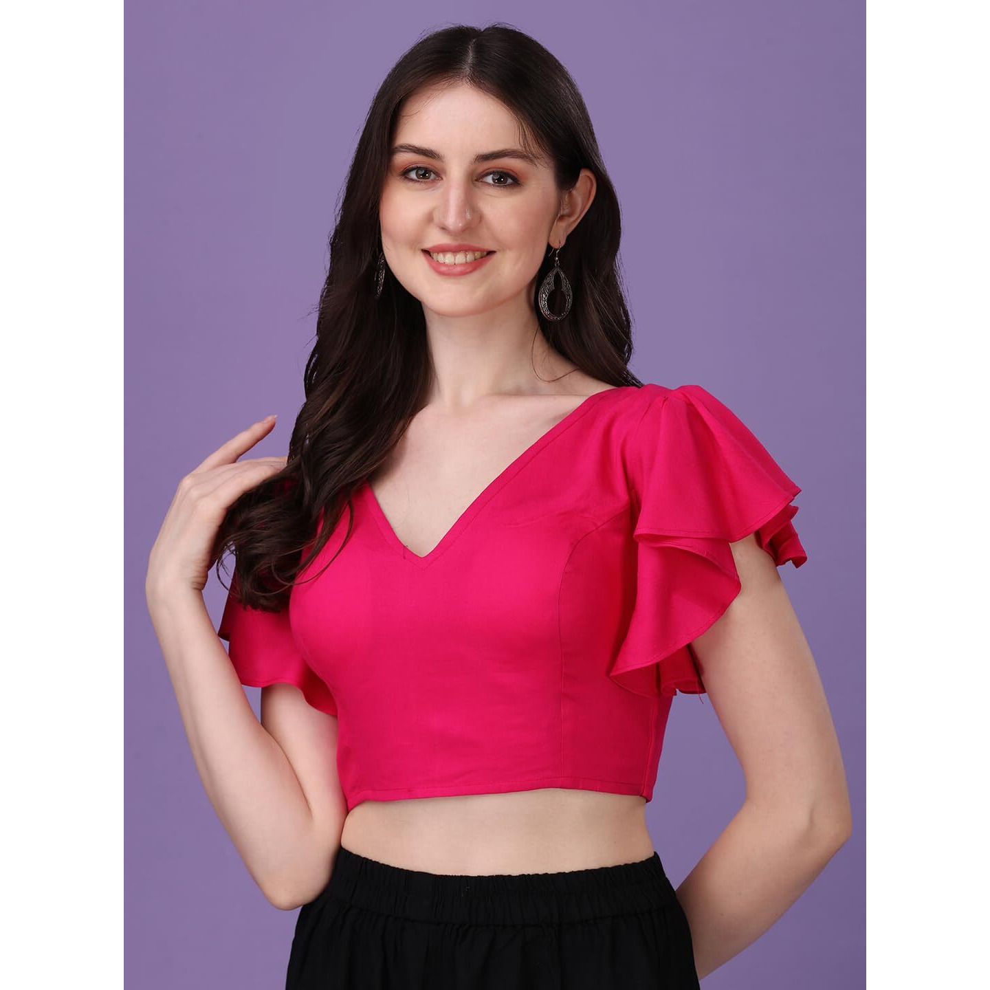 Oomph Cotton Readymade Blouse For Women, Pink, V-Neck, Rbbl364M