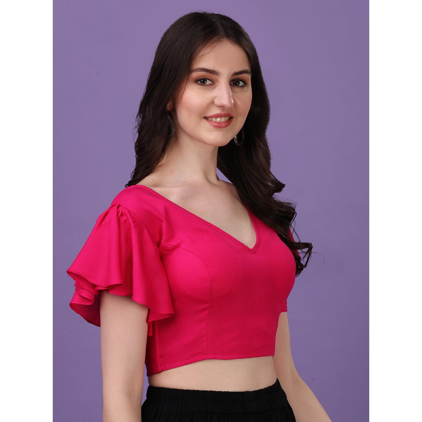 Oomph Cotton Readymade Blouse For Women, Pink, V-Neck, Rbbl364M