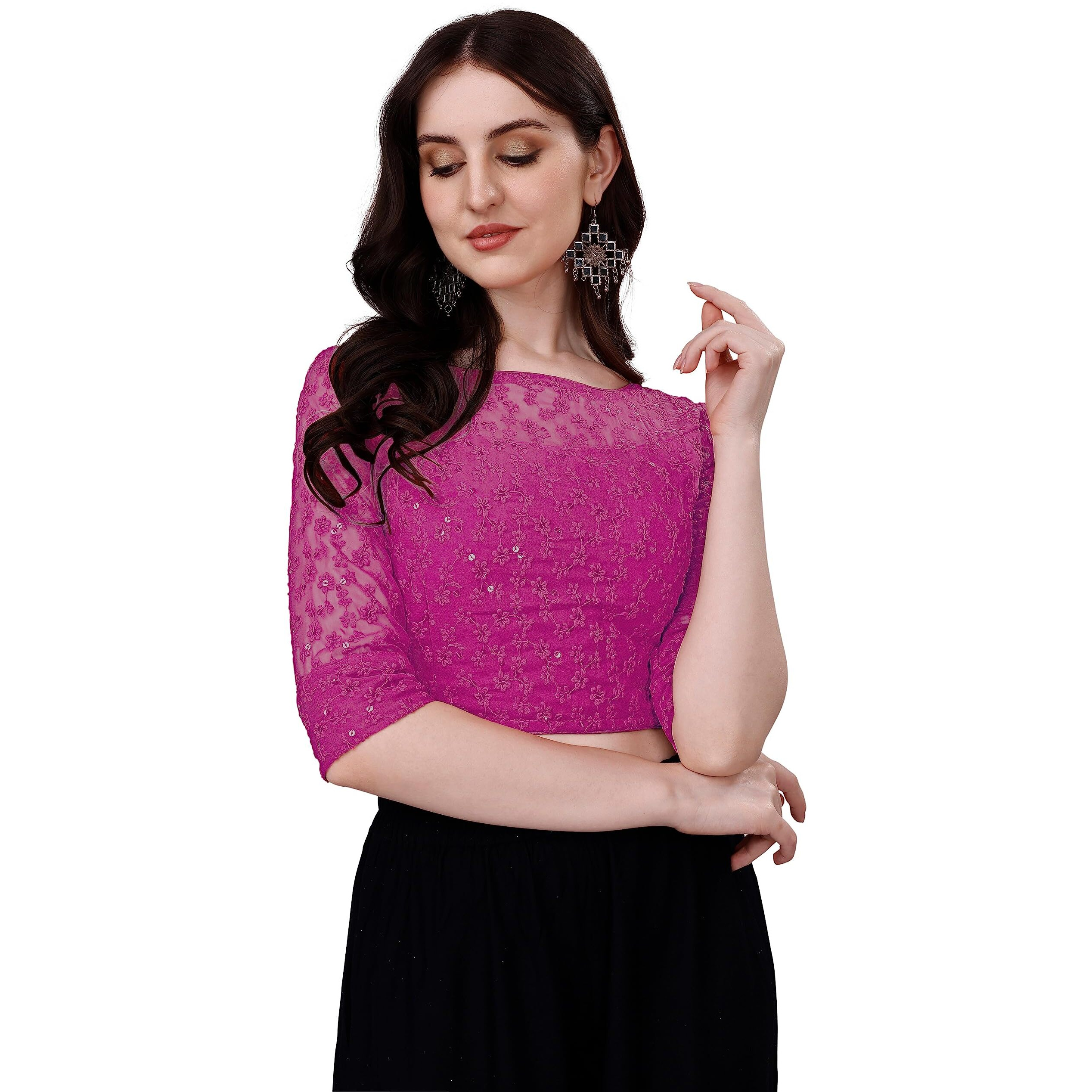 Pujia Mills Blouse For Women Blouse Readymade Stylish Design Blouses For Women Readymade Blouse For Women Stylish Fancy Blouse Stitched Blouse For Women Saree Blouse Dark Pink Blouse Readymade