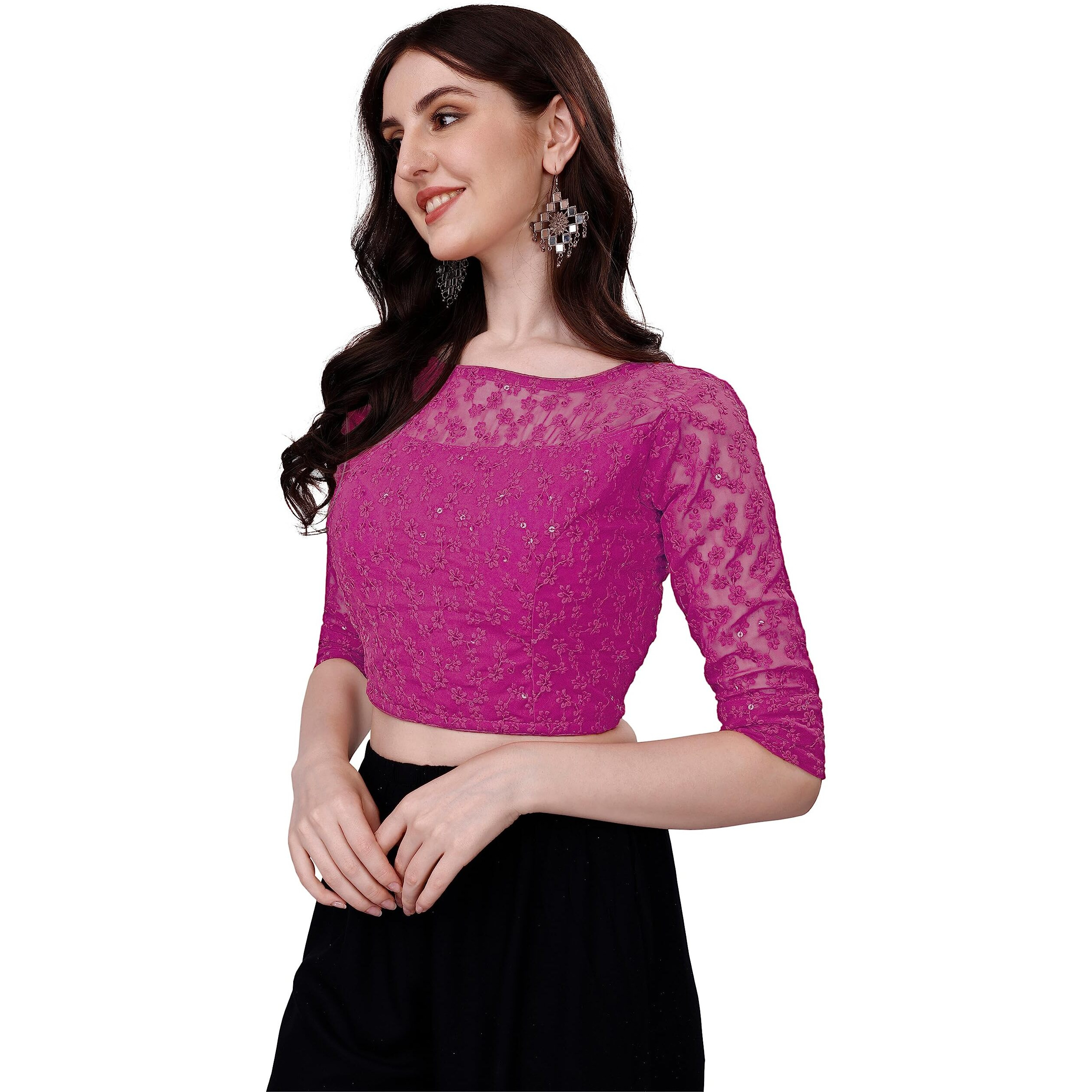 Pujia Mills Blouse For Women Blouse Readymade Stylish Design Blouses For Women Readymade Blouse For Women Stylish Fancy Blouse Stitched Blouse For Women Saree Blouse Dark Pink Blouse Readymade