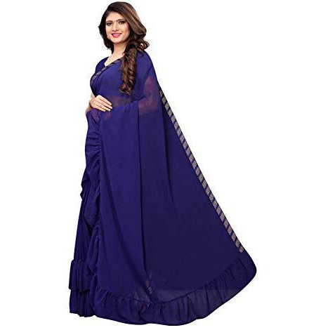 Satrani Georgette With Blouse Piece Saree (957St1002_ Navy Blue_ One Size)