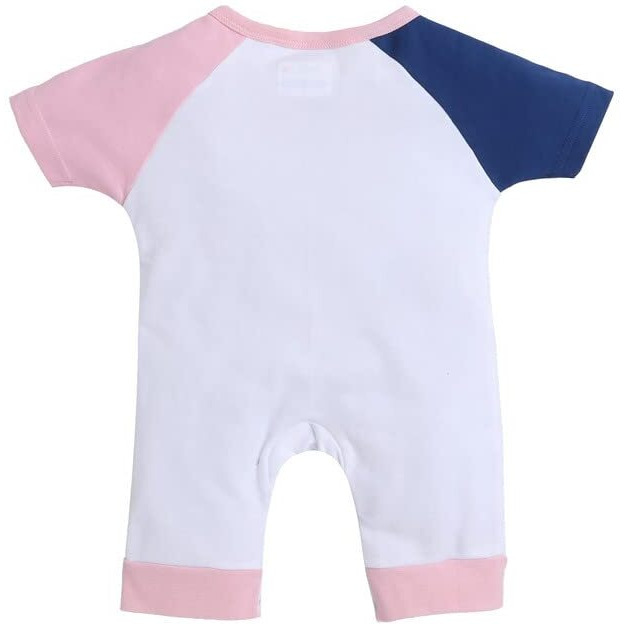 Bumzee White Girls Half Sleeves Thigh Length Romper Age - 9-12 Months