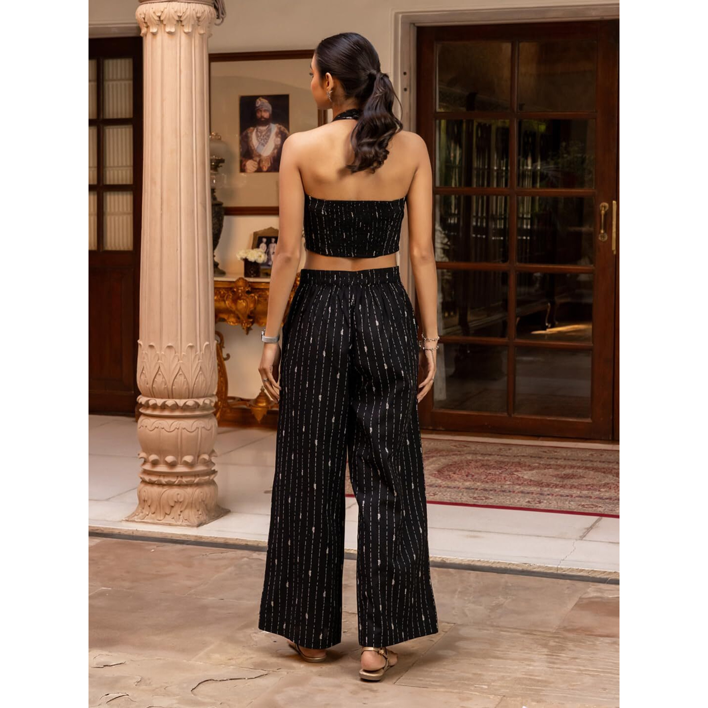 Fiorra Women's Black Printed Cotton Co-Ord Set Set0199