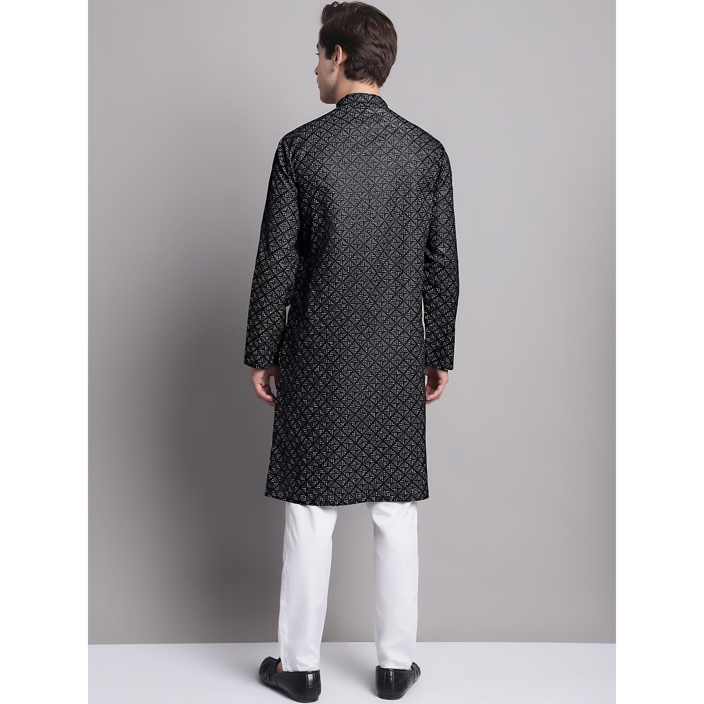 Jompers Men's Printed Pure Cotton Kurta Pyjama Set (Black, Xxl)