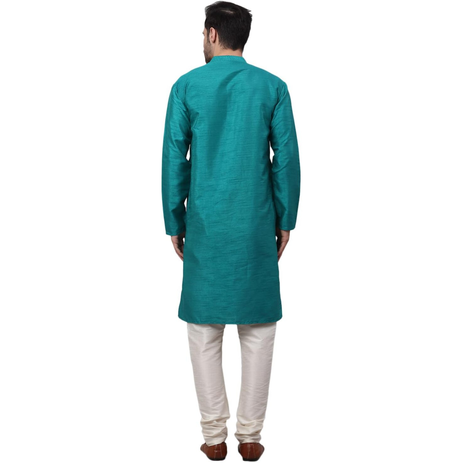 Jompers Men's Solid Dupion Silk Kurta Pyjama Set (Teal, Xl)