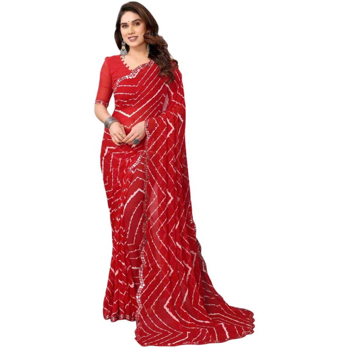Shiv Textiles Women's Art Silk Traditional Prints Saree(506S103_Red)