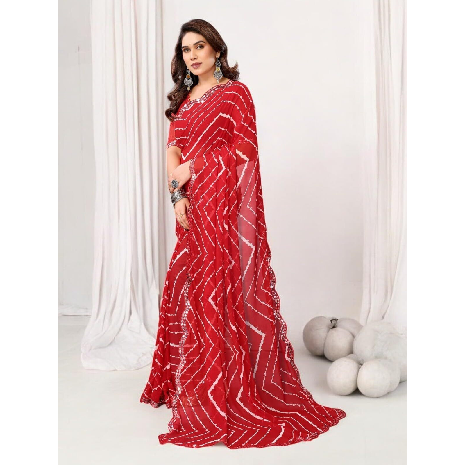 Shiv Textiles Women's Art Silk Traditional Prints Saree(506S103_Red)