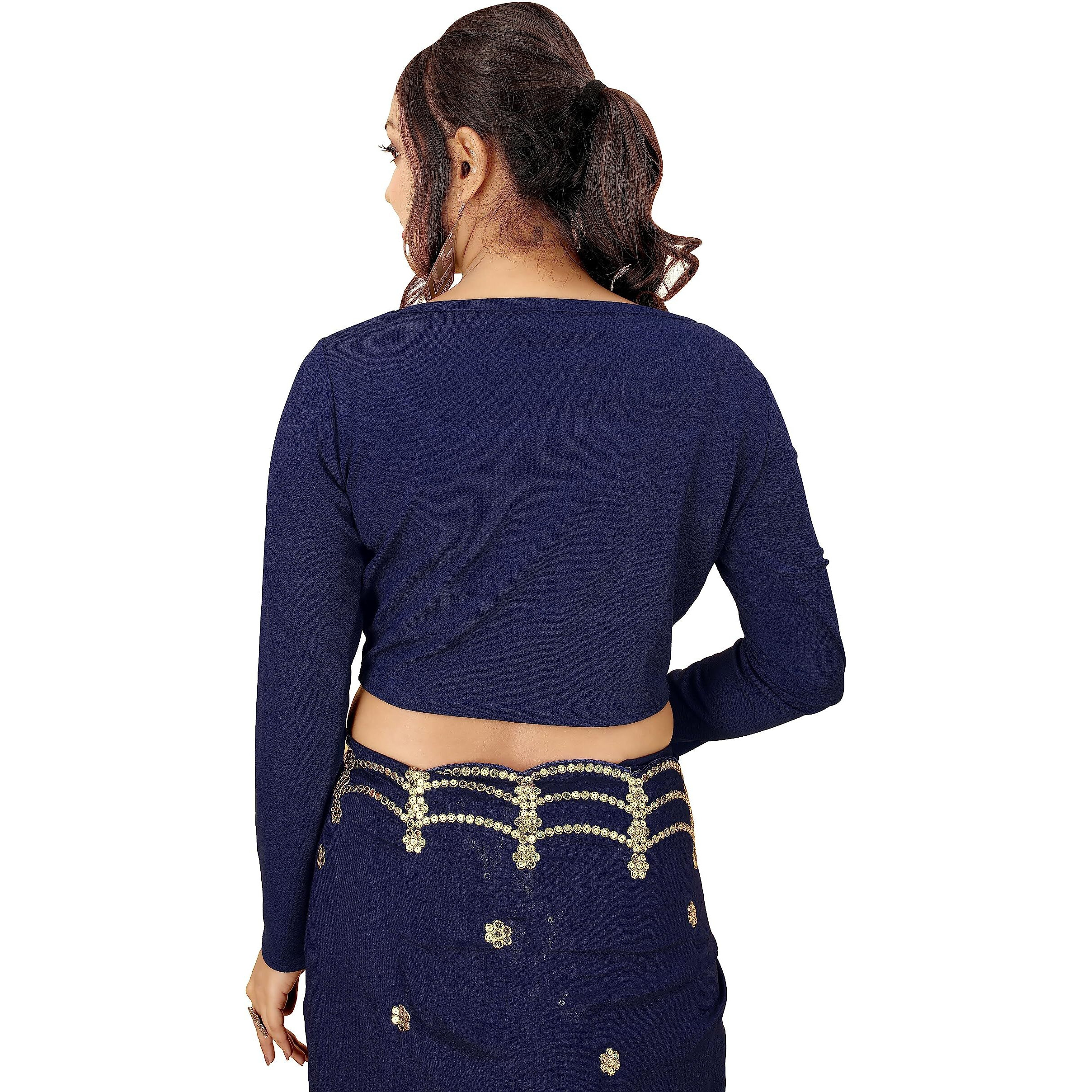 Shasmi Blue Women's Ruched Bust Solid Blouse For Women (Blouse 17 Navy Blue S)