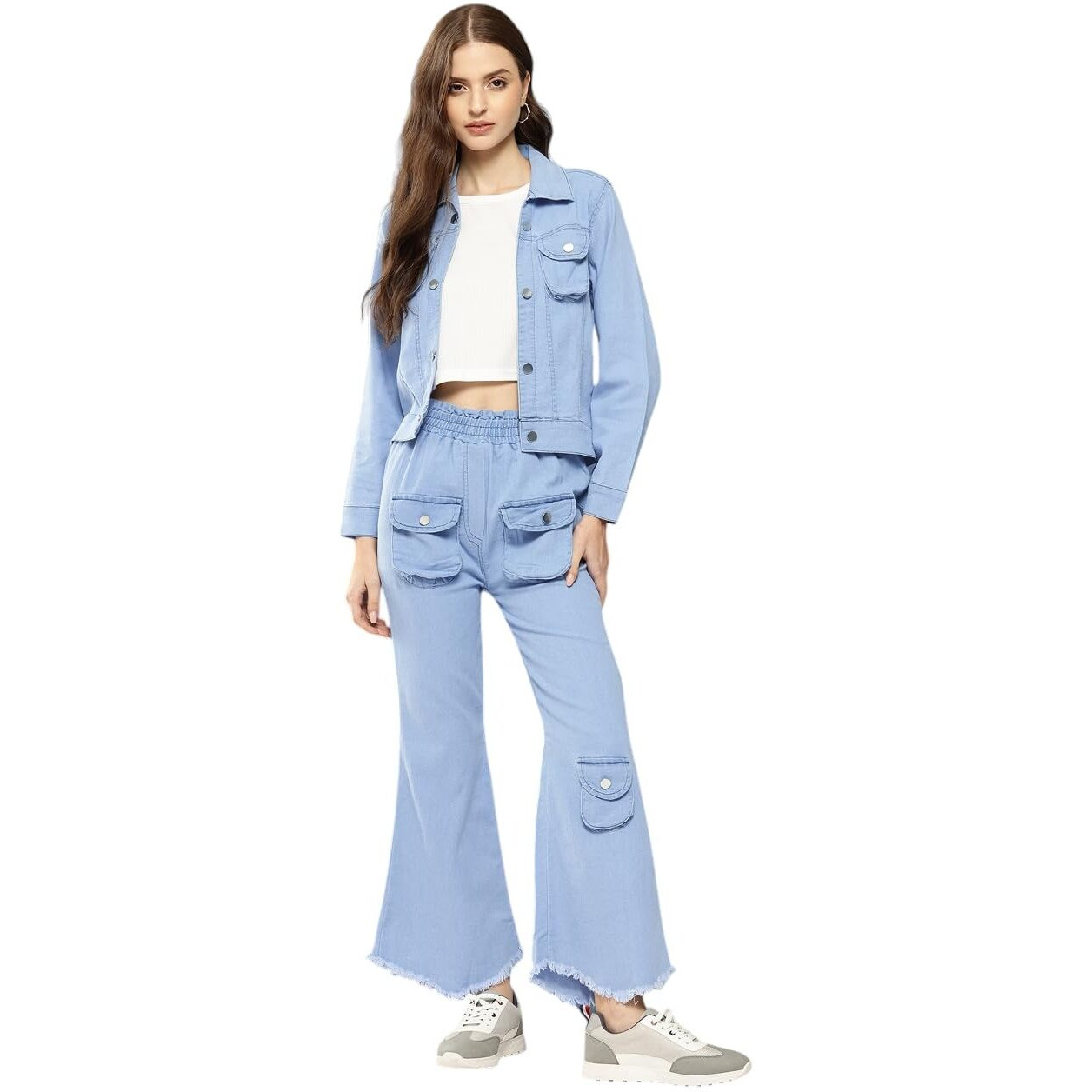 Aarika Womens Casual Wear Blue Colour Solid Denim Co-Ord Set (S-L)