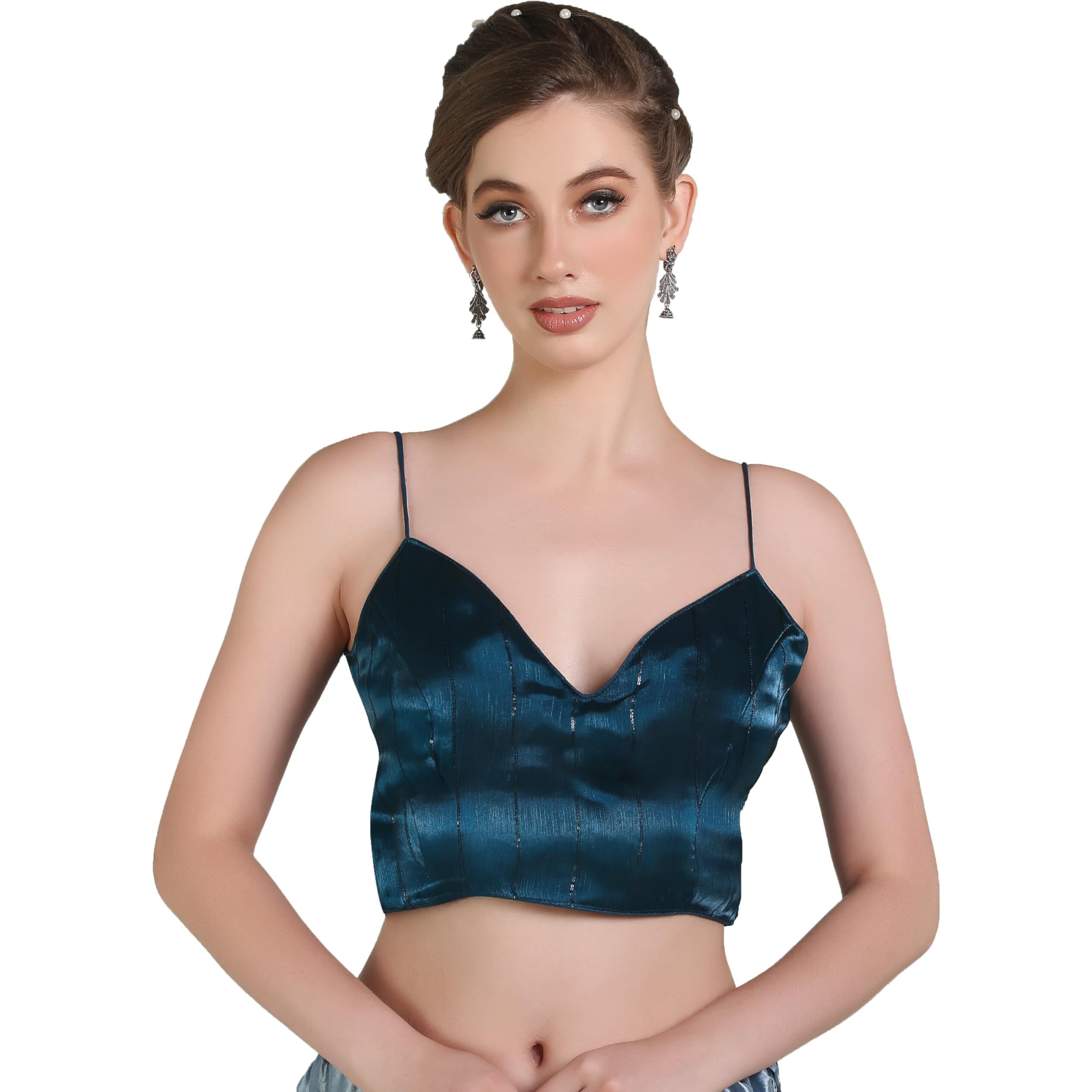 Pujia Mills Woman Wine Designer Zimi Chu Slub Shining Material With Sequnace Work Blouse