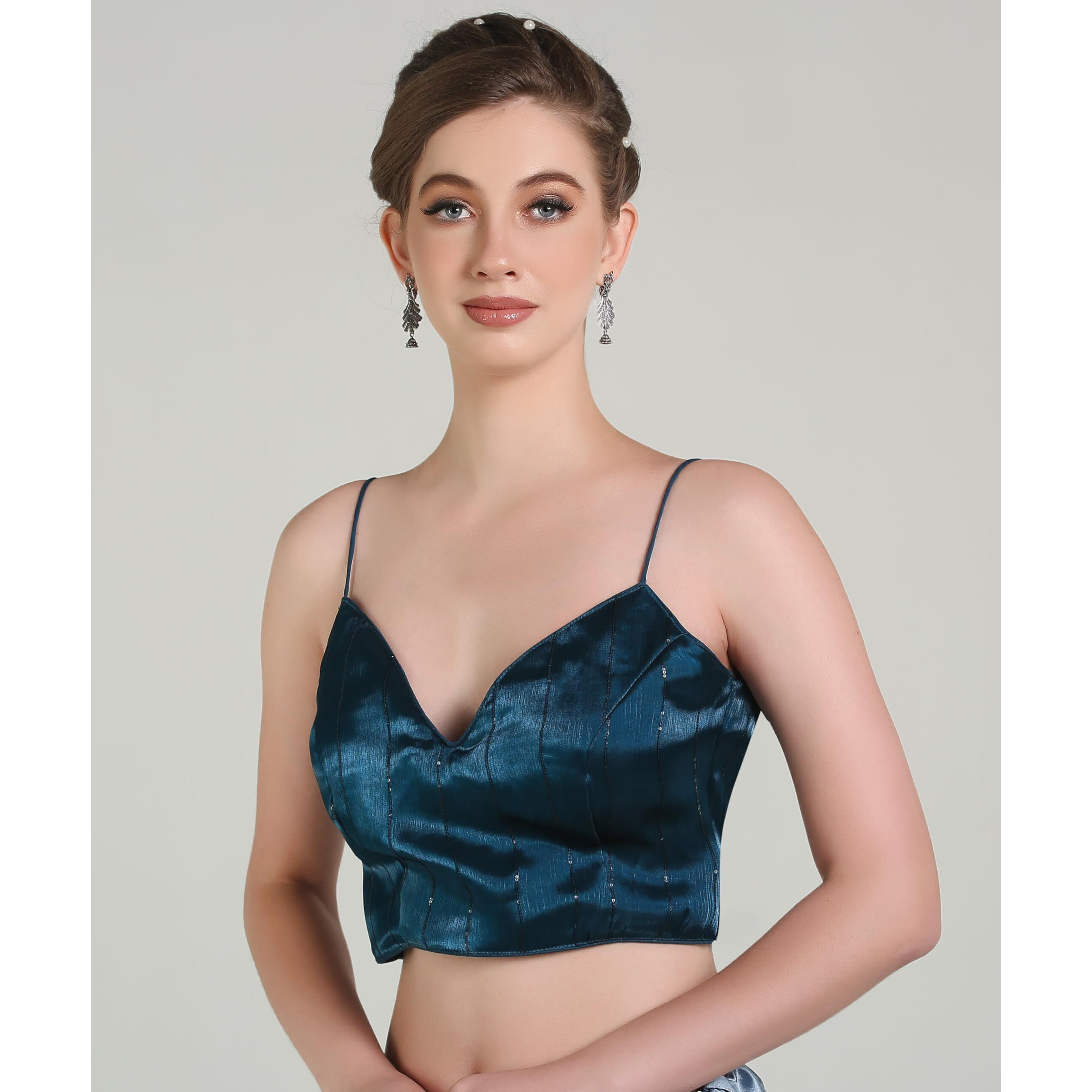 Pujia Mills Woman Wine Designer Zimi Chu Slub Shining Material With Sequnace Work Blouse