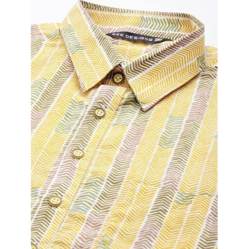 See Designs Yellow Regular Pure Cotton Pathani Printed Men's Kurta_Sdpkt1160Xl