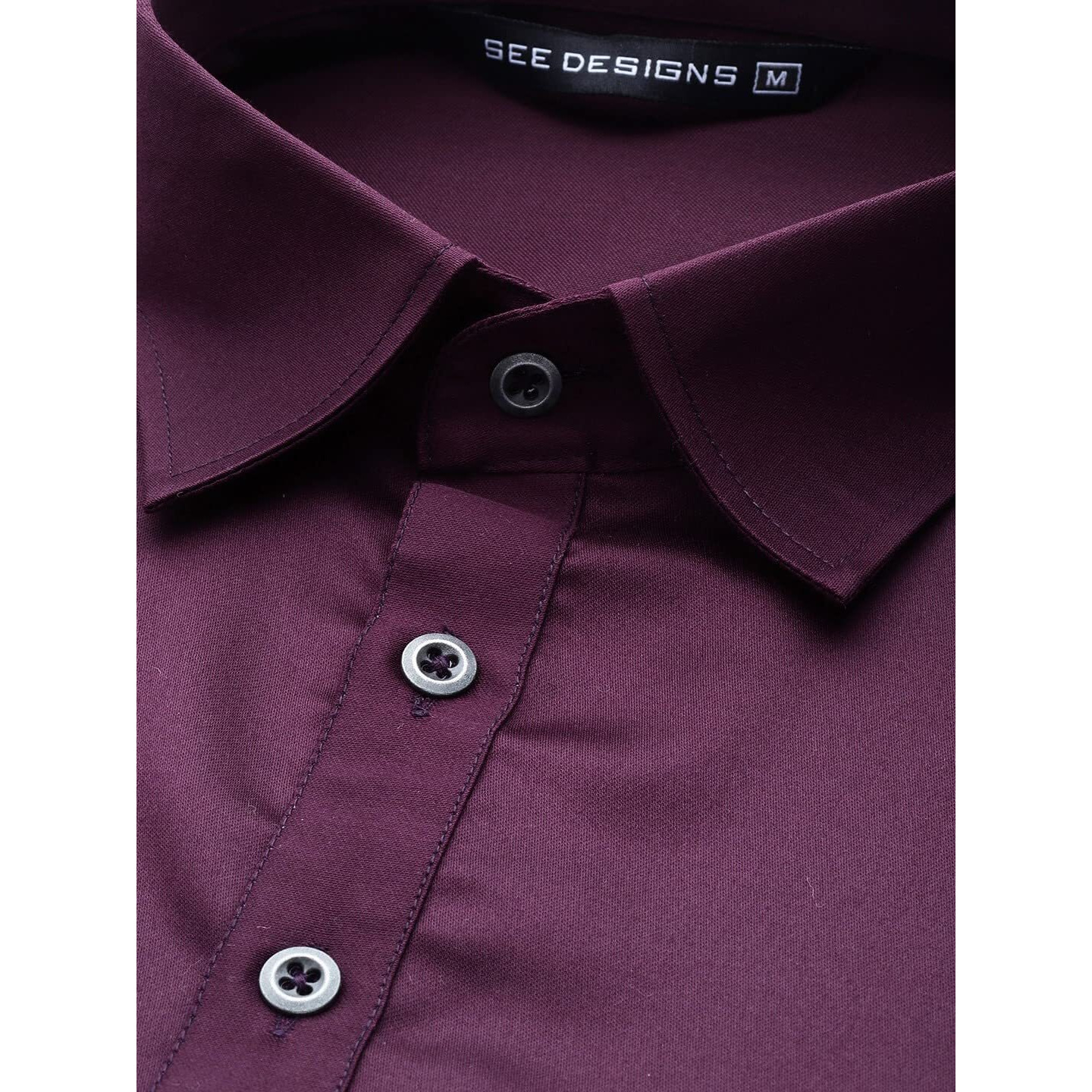 See Designs Men's Solid Cotton Curved Hemline With Shirt Collar Purple Full Sleeve Pathani Kurta With Salwar - Sdkt605S