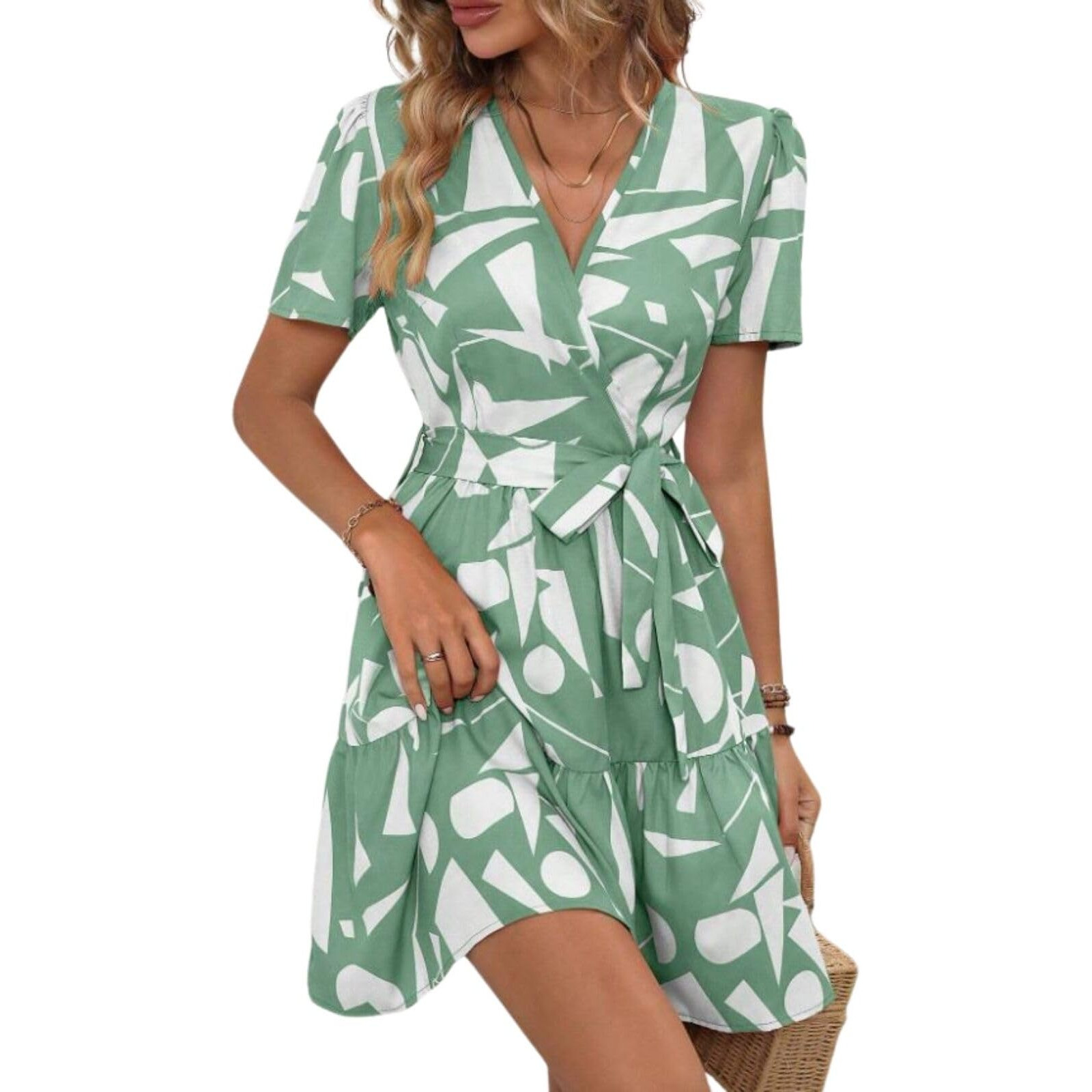 Leriya Fashion Women Fit And Flare Viscose Rayon Western Above The Knee Party Dress (Lf-Wd1264_Green, X-Large