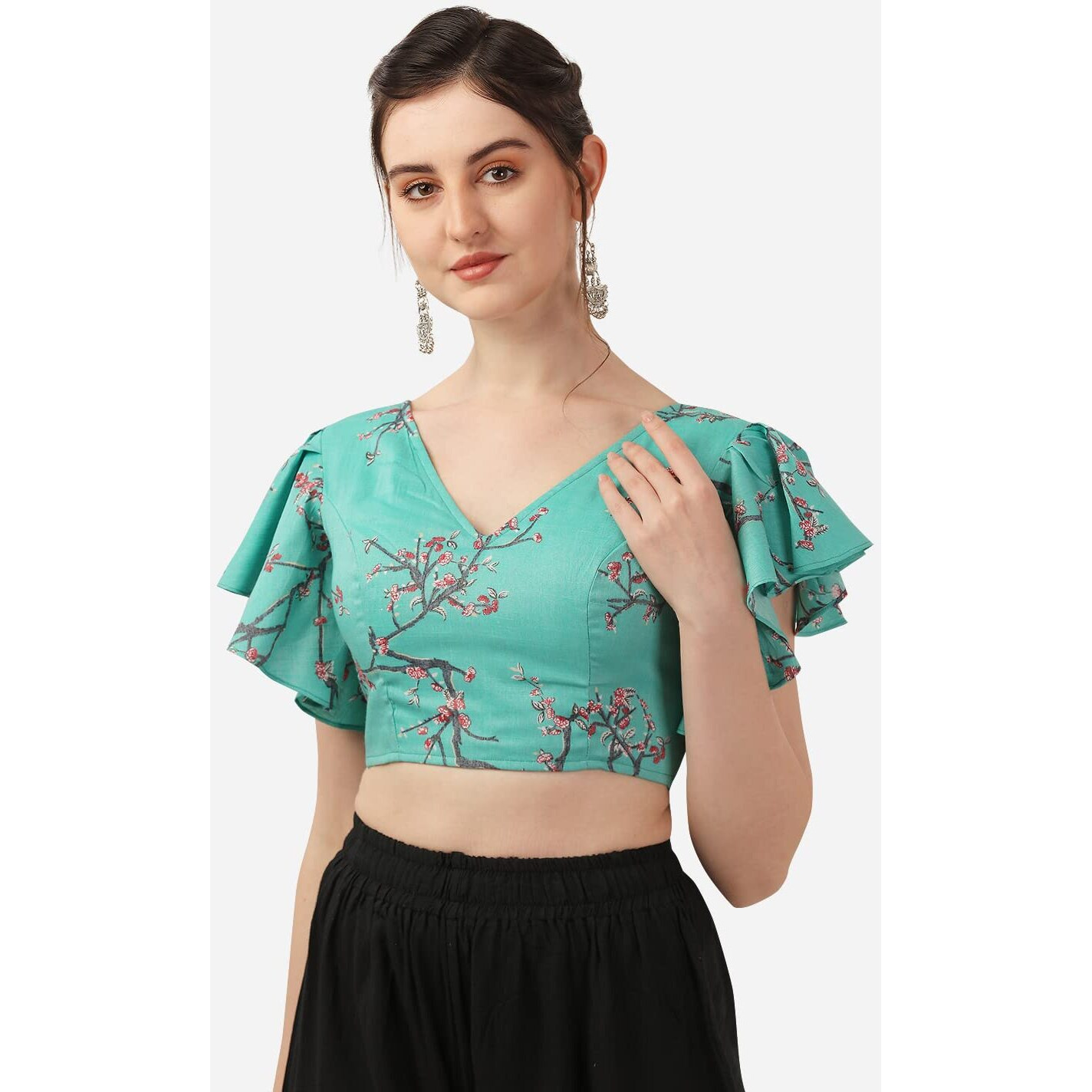 Oomph Blue Readymade Cotton Blouse For Women - Rbbl267L