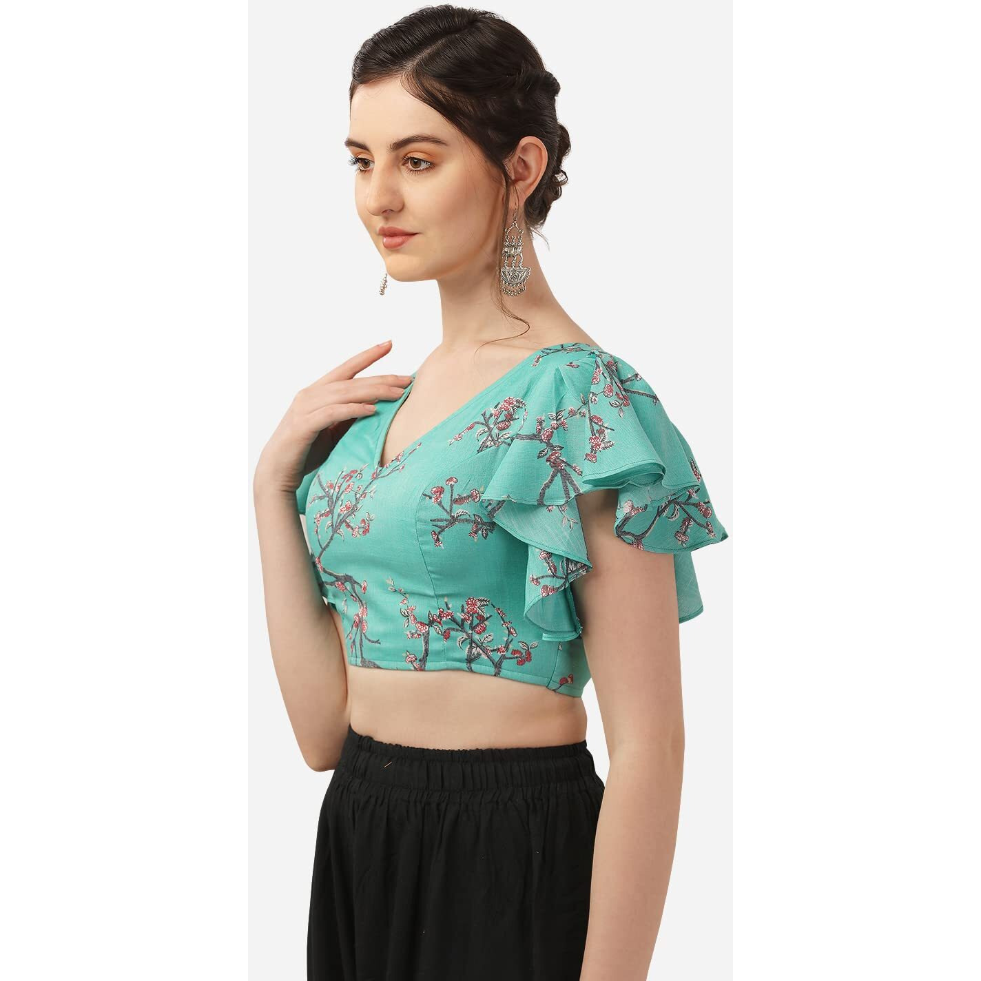 Oomph Blue Readymade Cotton Blouse For Women - Rbbl267L