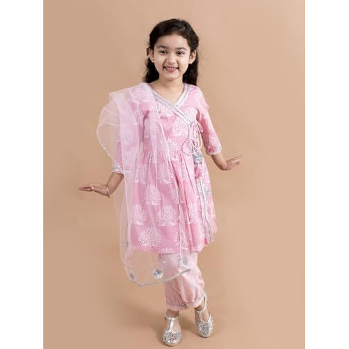 Pspeaches Girl's Cotton Kurta & Palazzo (Ks-Khaddi Pink-T-10-12_Pink