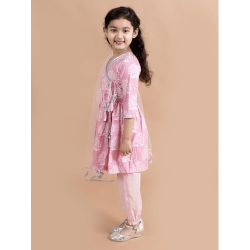 Pspeaches Girl's Cotton Kurta & Palazzo (Ks-Khaddi Pink-T-10-12_Pink