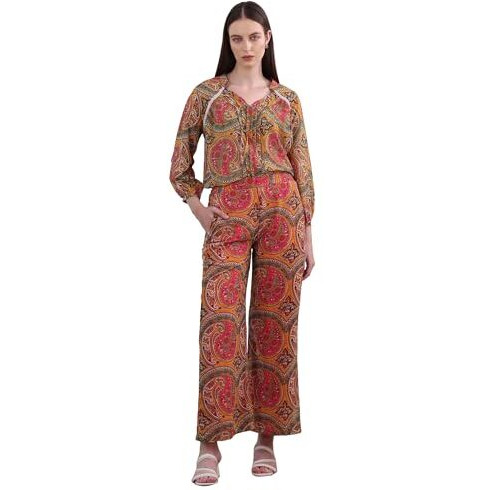 Purvaja Womens Maxi Co-Ords (Razy-012_Yellow_Medium)