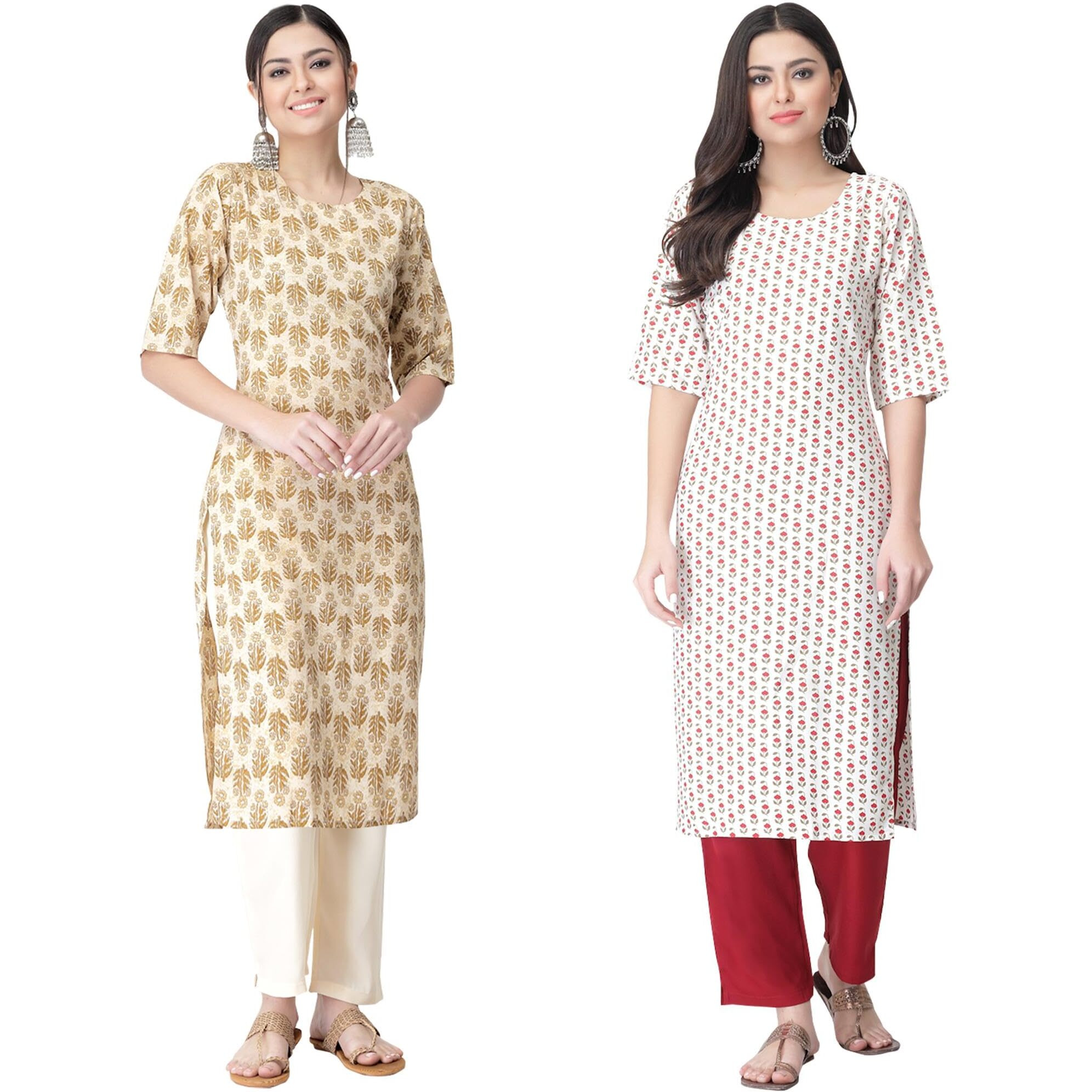 Tee Projekt Versatile Crepe Kurti & Pant Set For Women Printed Kurta Set