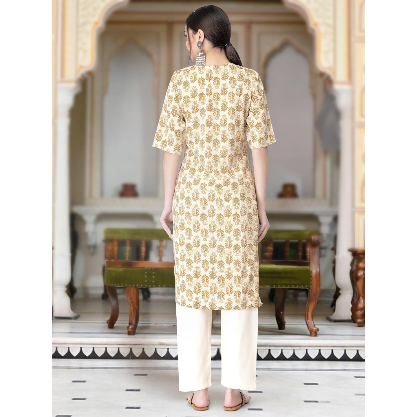 Tee Projekt Versatile Crepe Kurti & Pant Set For Women Printed Kurta Set