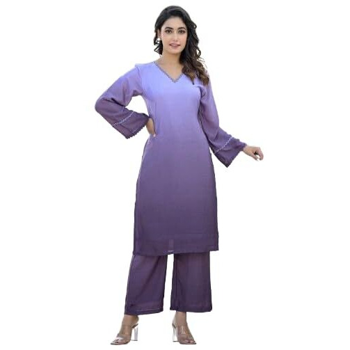 Varanga Women Ombre Purple A-Line Kurta Set