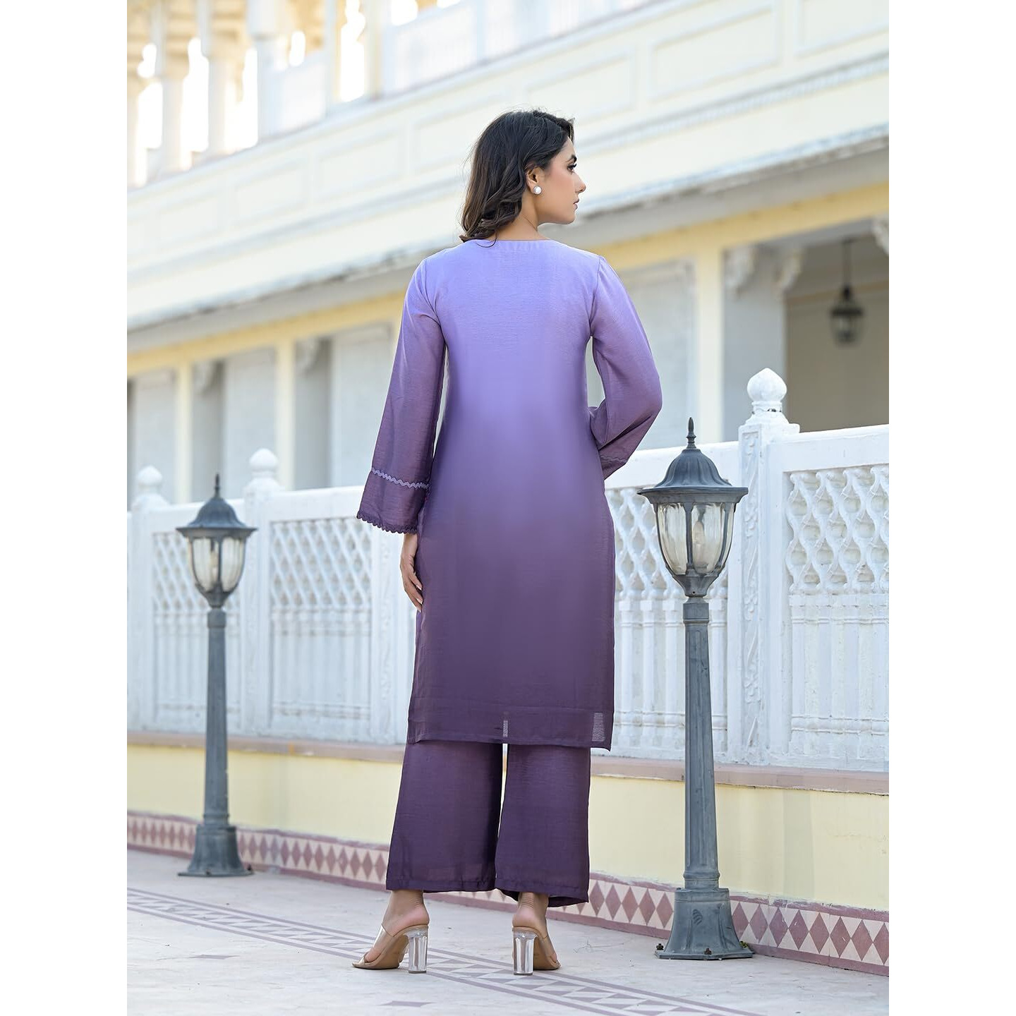 Varanga Women Ombre Purple A-Line Kurta Set