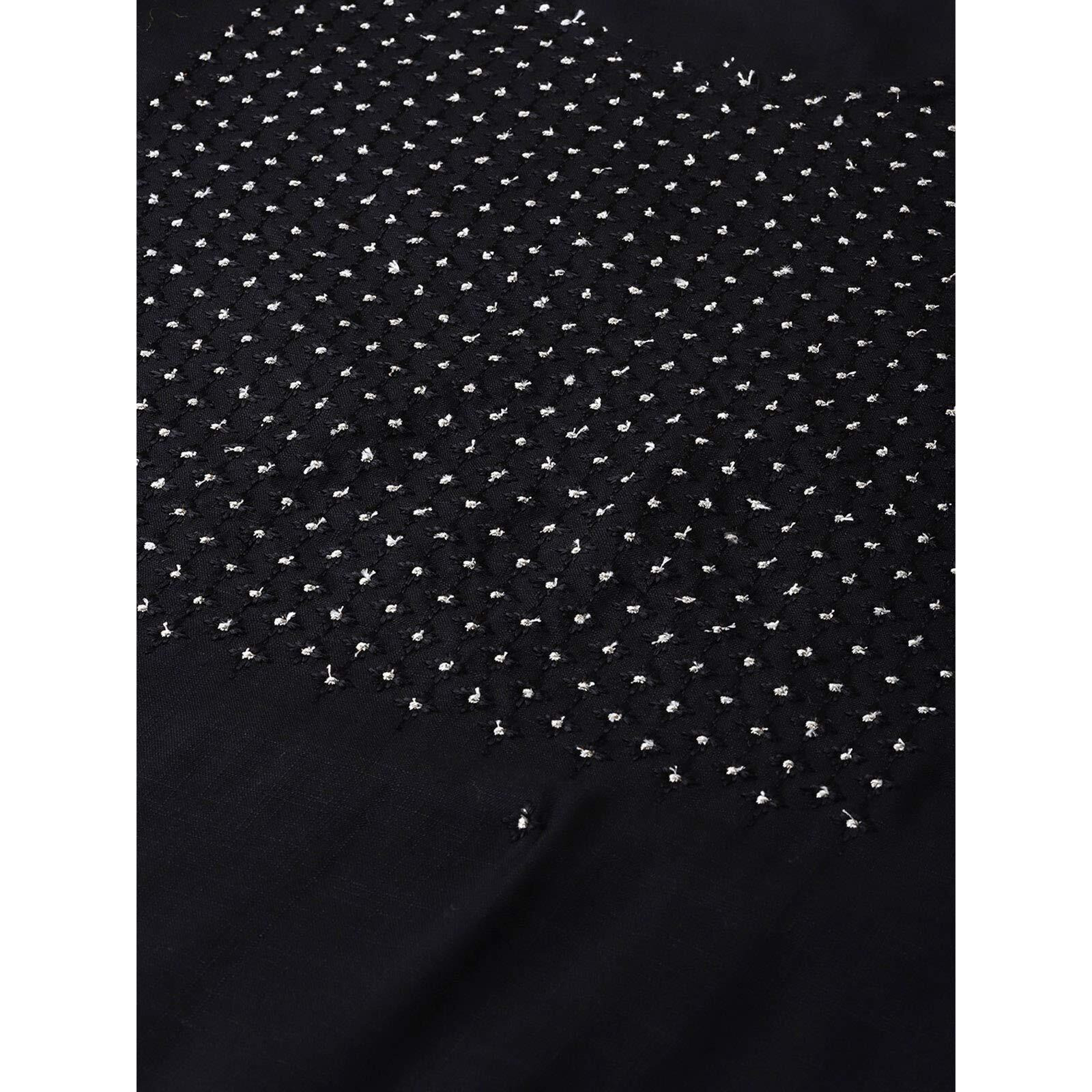 Ishin Women's Viscose Rayon Black Embroidered A-Line Kurta