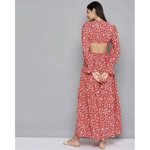 Litzo Stylish Maxi Dress For Women | One Piece Long Dress For Women (L-94-M) Red