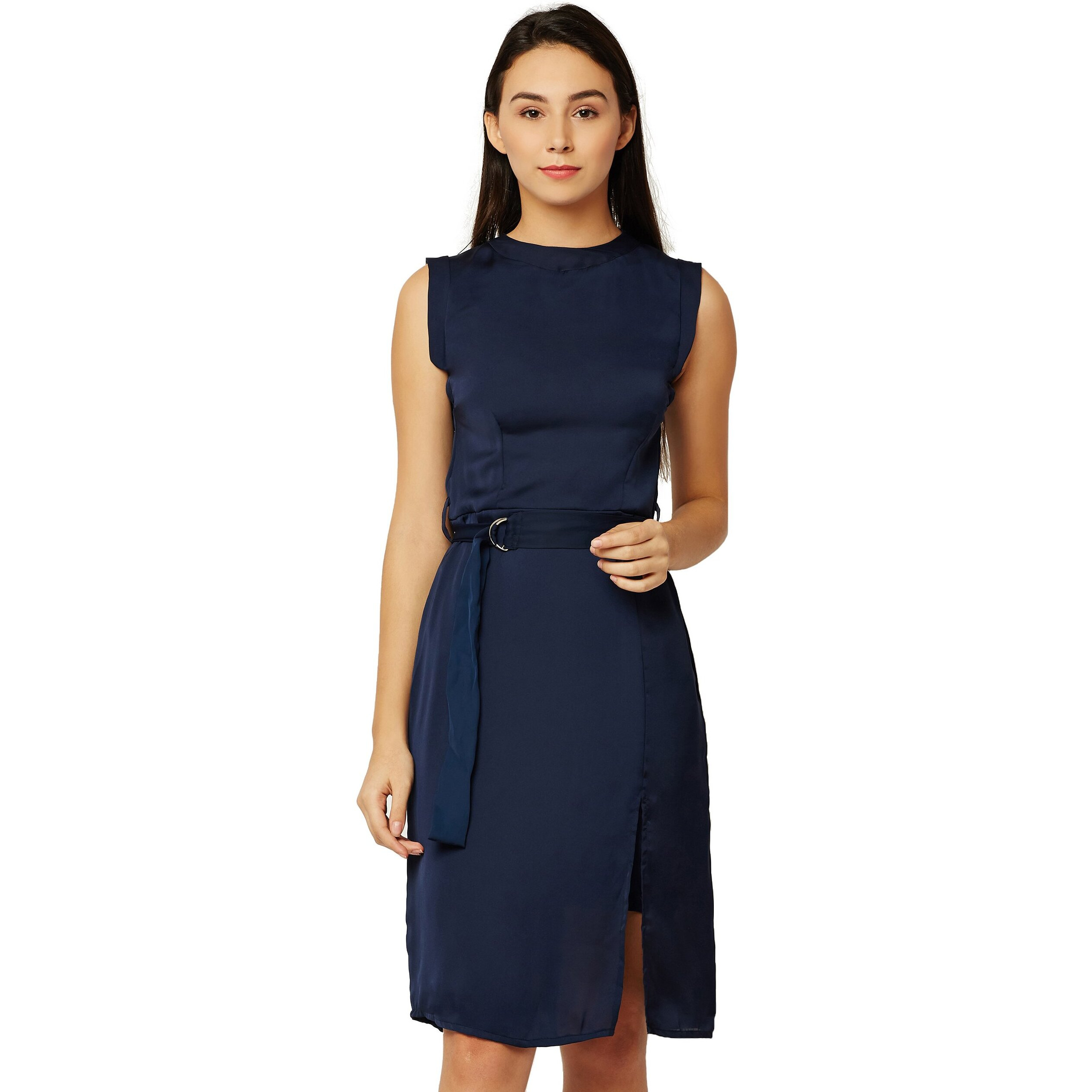 Miss Chase Women's Satin Body Con Dress(Mcpw16D05-87-71-06,Navy Blue,X-Large)