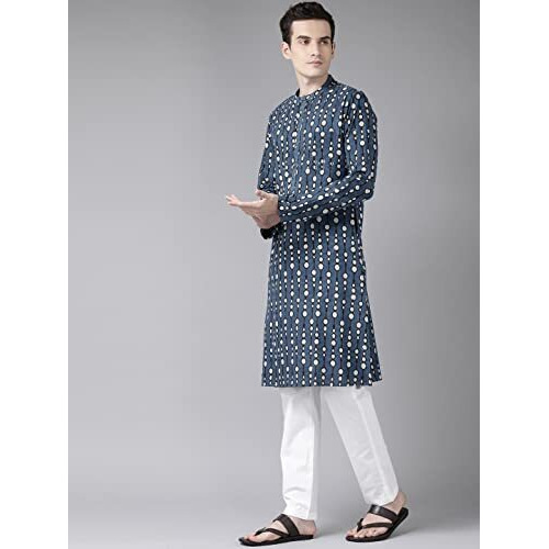 See Designs Cotton Regular Mens Kurta (15211110_Blue_L)
