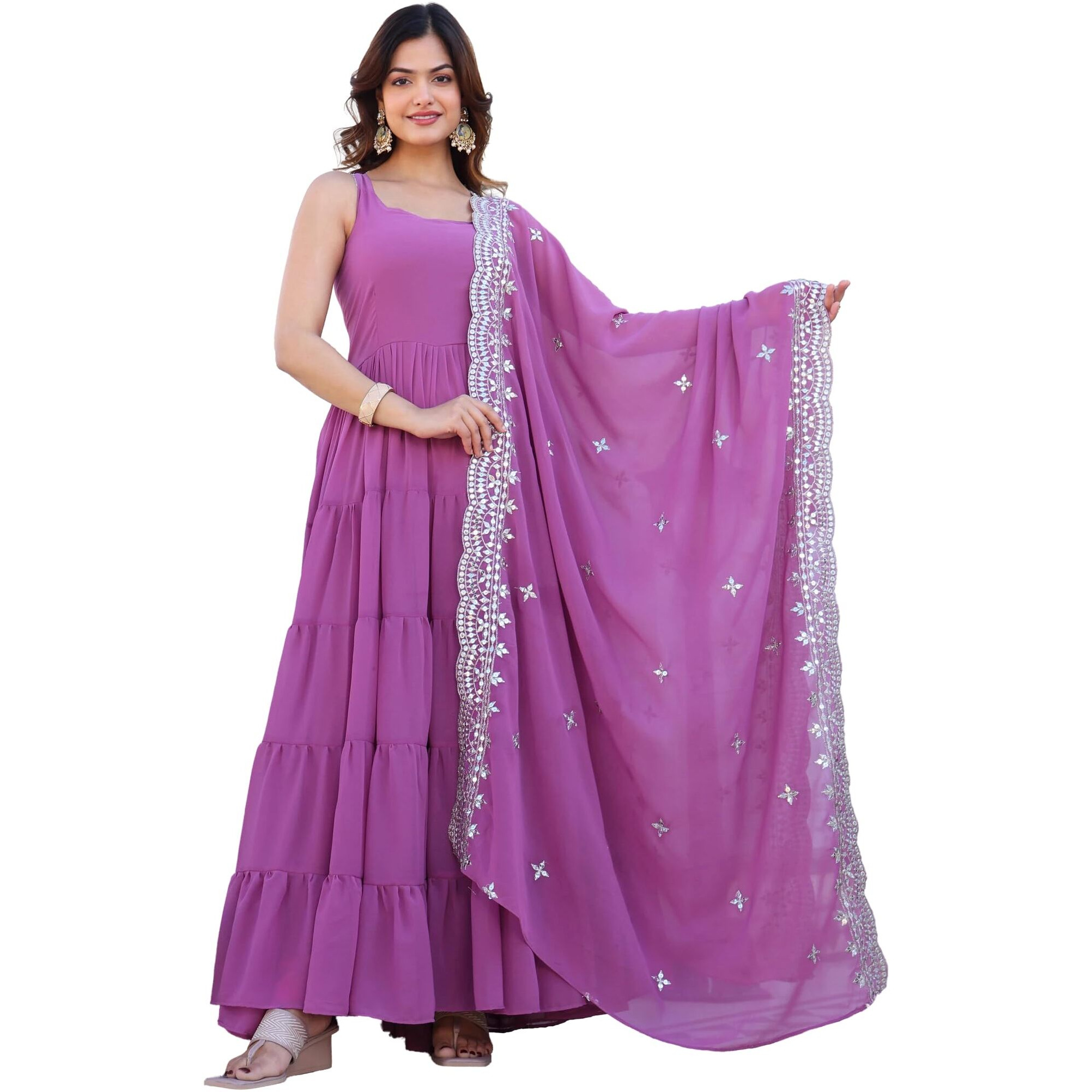 Fashion Basket Pink Georgette Anarkali Kurta For Women