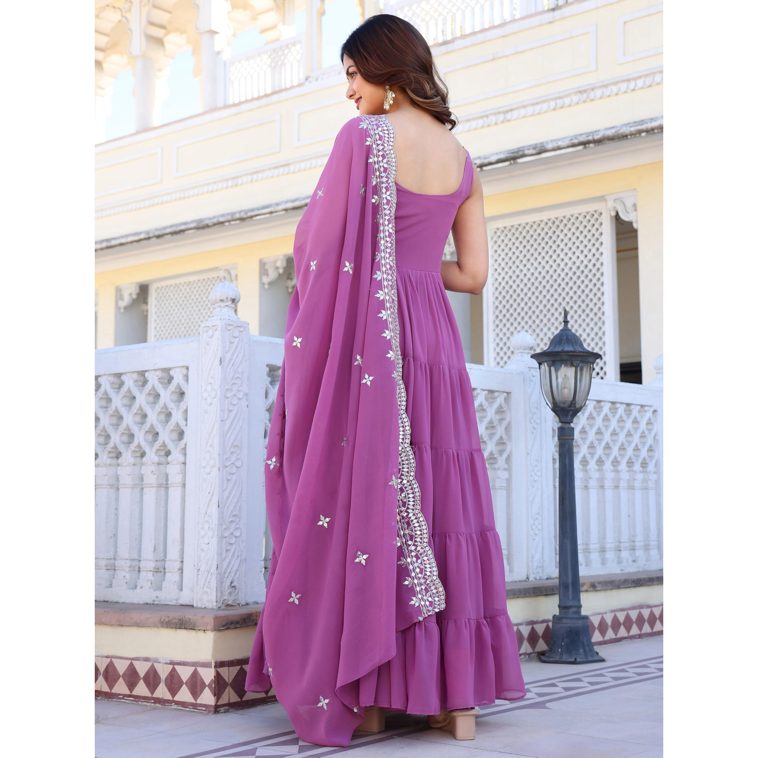 Fashion Basket Pink Georgette Anarkali Kurta For Women
