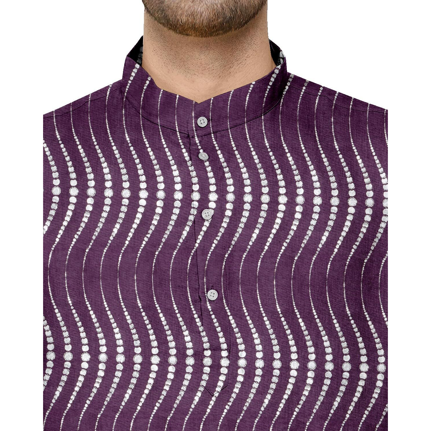 Gauri Laxmi Enterprise Men's Cotton Blend Solid Straight Kurta (Foil-Leriya-Wine 42