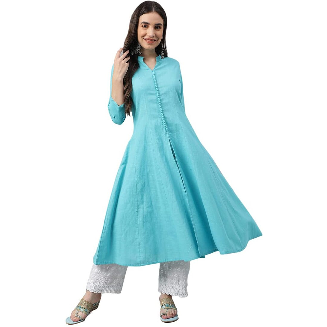 Idalia Sage Blue Cotton Anarkali Kurta