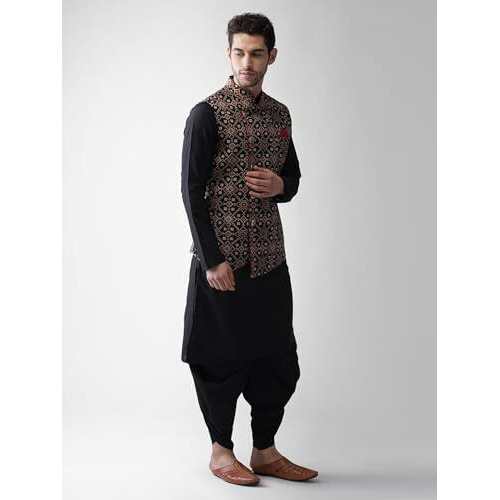Kisah Men Multi Printed Kurta Nehru Jacket Dhoti Set | Traditional Indian Outfit For Men, 40