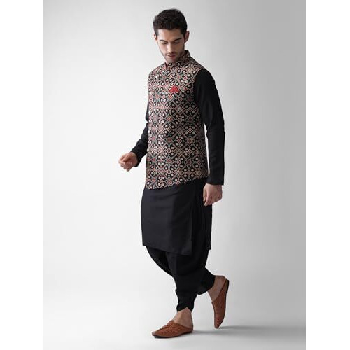 Kisah Men Multi Printed Kurta Nehru Jacket Dhoti Set | Traditional Indian Outfit For Men, 40