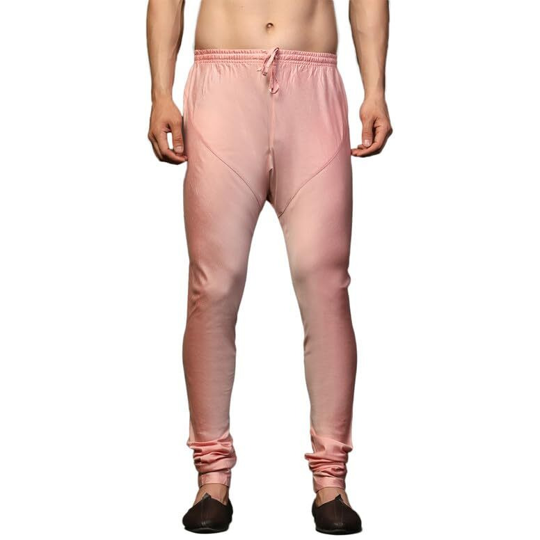 Kisah Men's Churidar, Pink Solid Cotton Blend (40)