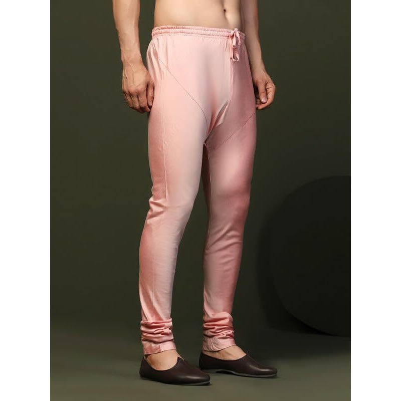 Kisah Men's Churidar, Pink Solid Cotton Blend (40)
